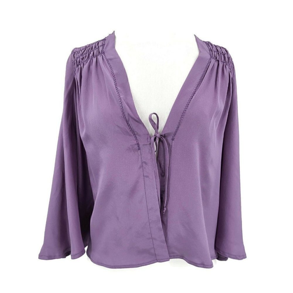 NWOT Blue Life Lavender Tie Front Top Womens 1